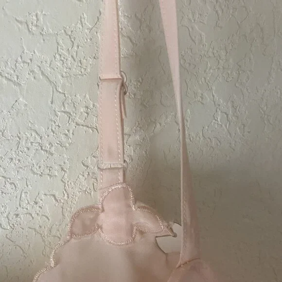 NOS Vintage Seamprufe Full Slip Womens Tall 34 Pink Lace Lingerie Midi READ - Picture 11 of 12